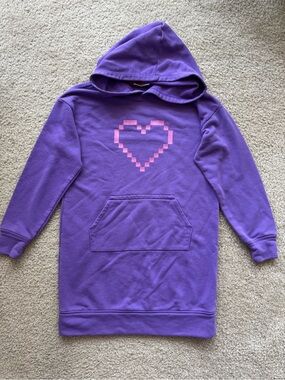 Epic Threads Girls' Pixel Heart Purple Hooded Dress